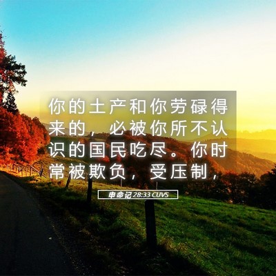 Picture 05 - 申 命 记 28:33 CUVS - 你 的 土 产 和 你 劳 碌 得 来 的 ， - Bible Verse Picture