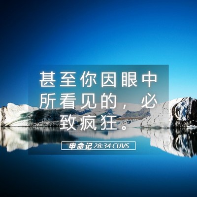 Picture 05 - 申 命 记 28:34 CUVS - 甚 至 你 因 眼 中 所 看 见 的 ， 必 - Bible Verse Picture