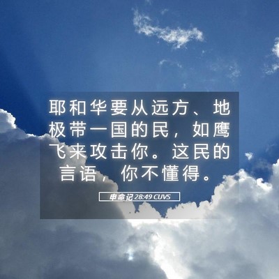 Picture 05 - 申 命 记 28:49 CUVS - 耶 和 华 要 从 远 方 、 地 极 带 一 - Bible Verse Picture
