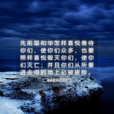 Picture 05 - 申 命 记 28:63 CUVS - 先 前 耶 和 华 怎 样 喜 悦 善 待 你 - Bible Verse Picture
