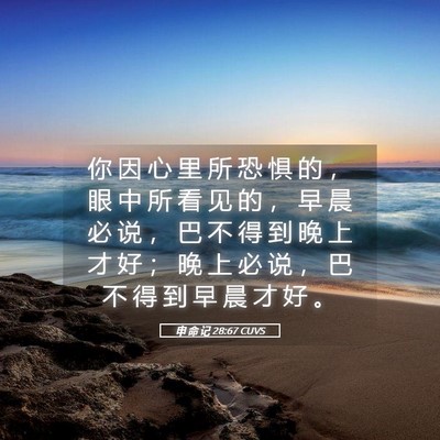 Picture 05 - 申 命 记 28:67 CUVS - 你 因 心 里 所 恐 惧 的 ， 眼 中 所 - Bible Verse Picture