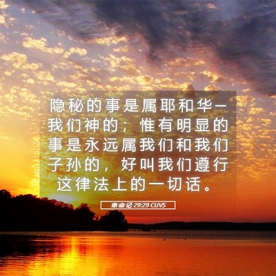 Picture 05 - 申 命 记 29:29 CUVS - 隐 秘 的 事 是 属 耶 和 华 ─ 我 们 - Bible Verse Picture