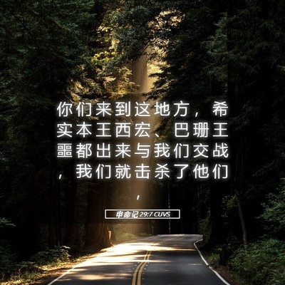 Picture 05 - 申 命 记 29:7 CUVS - 你 们 来 到 这 地 方 ， 希 实 本 王 - Bible Verse Picture