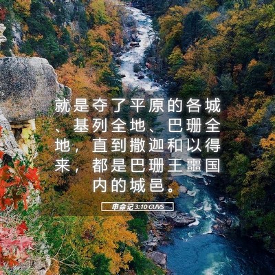 Picture 05 - 申 命 记 3:10 CUVS - 就 是 夺 了 平 原 的 各 城 、 基 列 - Bible Verse Picture