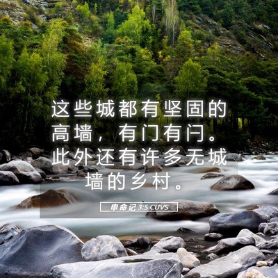 Picture 05 - 申 命 记 3:5 CUVS - 这 些 城 都 有 坚 固 的 高 墙 ， 有 - Bible Verse Picture