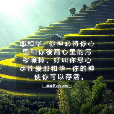 Picture 05 - 申 命 记 30:6 CUVS - 耶 和 华 ─ 你 神 必 将 你 心 里 和 - Bible Verse Picture