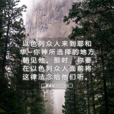 Picture 05 - 申 命 记 31:11 CUVS - 以 色 列 众 人 来 到 耶 和 华 ─ 你 - Bible Verse Picture