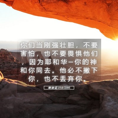 Picture 05 - 申 命 记 31:6 CUVS - 你 们 当 刚 强 壮 胆 ， 不 要 害 怕 - Bible Verse Picture