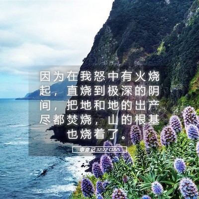 Picture 05 - 申 命 记 32:22 CUVS - 因 为 在 我 怒 中 有 火 烧 起 ， 直 - Bible Verse Picture