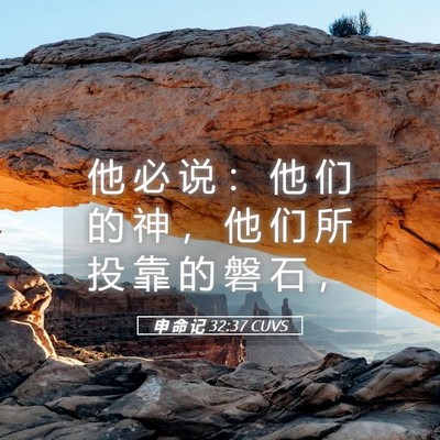 Picture 05 - 申 命 记 32:37 CUVS - 他 必 说 ： 他 们 的 神 ， 他 们 所 - Bible Verse Picture