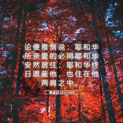 Picture 05 - 申 命 记 33:12 CUVS - 论 便 雅 悯 说 ： 耶 和 华 所 亲 爱 - Bible Verse Picture