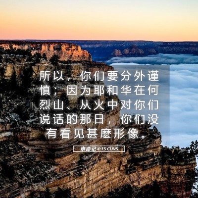 Picture 05 - 申 命 记 4:15 CUVS - 所 以 ， 你 们 要 分 外 谨 慎 ； 因 - Bible Verse Picture