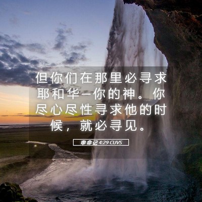 Picture 05 - 申 命 记 4:29 CUVS - 但 你 们 在 那 里 必 寻 求 耶 和 华 - Bible Verse Picture