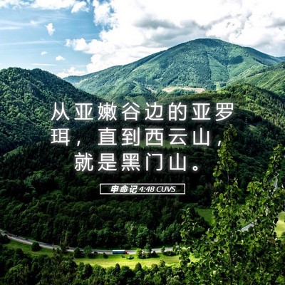 Picture 05 - 申 命 记 4:48 CUVS - 从 亚 嫩 谷 边 的 亚 罗 珥 ， 直 到 - Bible Verse Picture