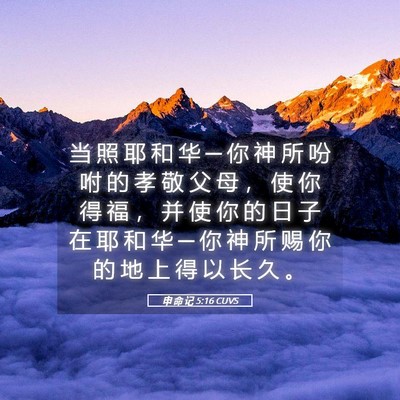 Picture 05 - 申 命 记 5:16 CUVS - 当 照 耶 和 华 ─ 你 神 所 吩 咐 的 - Bible Verse Picture