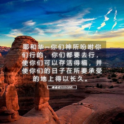Picture 05 - 申 命 记 5:33 CUVS - 耶 和 华 ─ 你 们 神 所 吩 咐 你 们 - Bible Verse Picture
