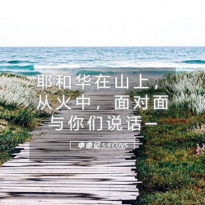 Picture 05 - 申 命 记 5:4 CUVS - 耶 和 华 在 山 上 ， 从 火 中 ， 面 - Bible Verse Picture