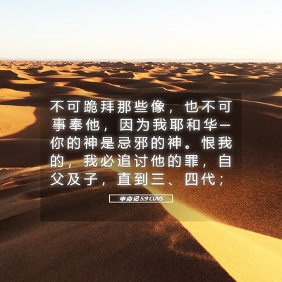 Picture 05 - 申 命 记 5:9 CUVS - 不 可 跪 拜 那 些 像 ， 也 不 可 事 - Bible Verse Picture