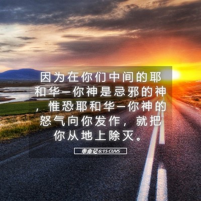 Picture 05 - 申 命 记 6:15 CUVS - 因 为 在 你 们 中 间 的 耶 和 华 ─ - Bible Verse Picture