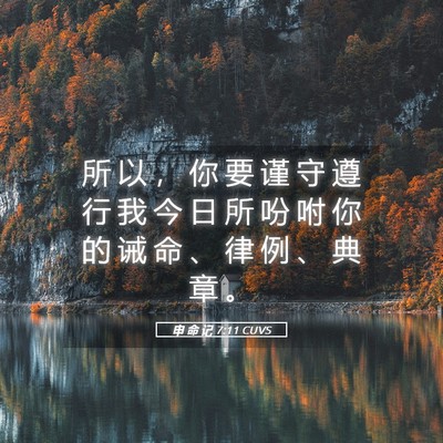 Picture 05 - 申 命 记 7:11 CUVS - 所 以 ， 你 要 谨 守 遵 行 我 今 日 - Bible Verse Picture