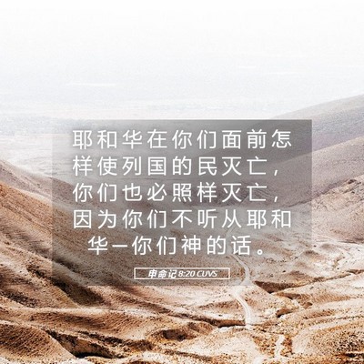 Picture 05 - 申 命 记 8:20 CUVS - 耶 和 华 在 你 们 面 前 怎 样 使 列 - Bible Verse Picture