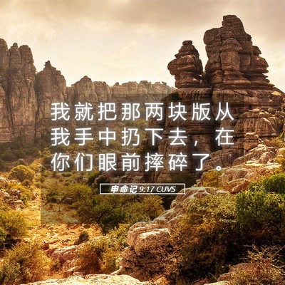 Picture 05 - 申 命 记 9:17 CUVS - 我 就 把 那 两 块 版 从 我 手 中 扔 - Bible Verse Picture
