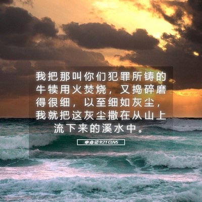 Picture 05 - 申 命 记 9:21 CUVS - 我 把 那 叫 你 们 犯 罪 所 铸 的 牛 - Bible Verse Picture