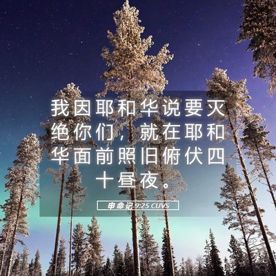 Picture 05 - 申 命 记 9:25 CUVS - 我 因 耶 和 华 说 要 灭 绝 你 们 ， - Bible Verse Picture