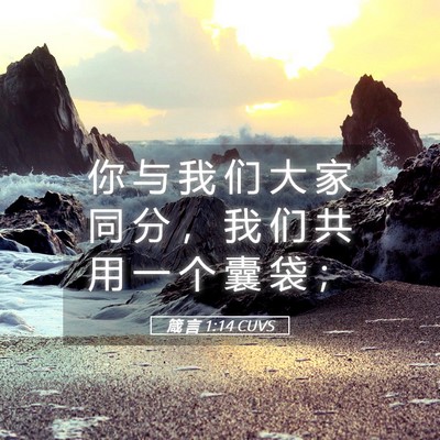 Picture 05 - 箴 言 1:14 CUVS - 你 与 我 们 大 家 同 分 ， 我 们 共 - Bible Verse Picture