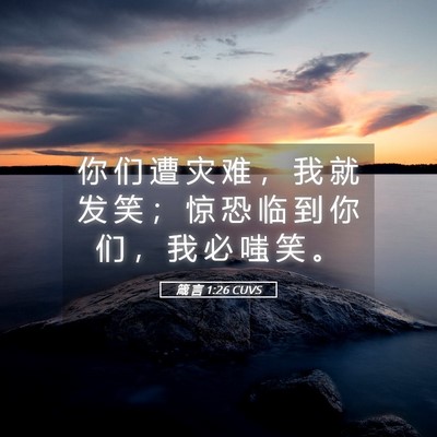 Picture 05 - 箴 言 1:26 CUVS - 你 们 遭 灾 难 ， 我 就 发 笑 ； 惊 - Bible Verse Picture