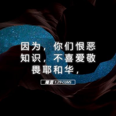 Picture 05 - 箴 言 1:29 CUVS - 因 为 ， 你 们 恨 恶 知 识 ， 不 喜 - Bible Verse Picture