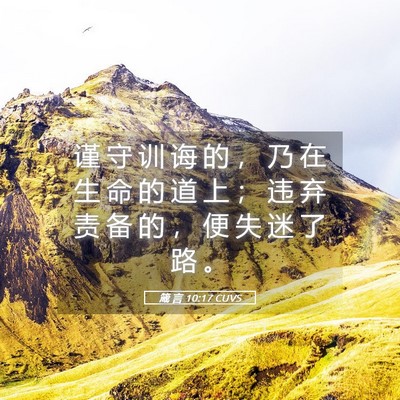 Picture 05 - 箴 言 10:17 CUVS - 谨 守 训 诲 的 ， 乃 在 生 命 的 道 - Bible Verse Picture