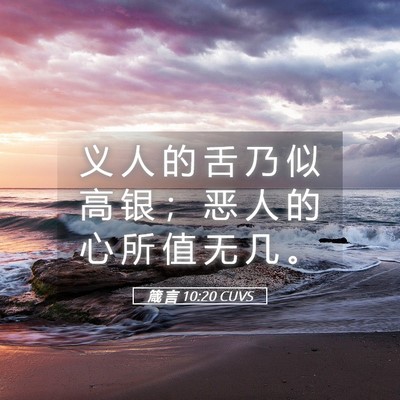 Picture 05 - 箴 言 10:20 CUVS - 义 人 的 舌 乃 似 高 银 ； 恶 人 的 - Bible Verse Picture