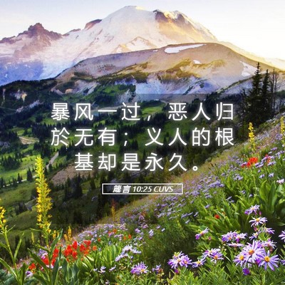 Picture 05 - 箴 言 10:25 CUVS - 暴 风 一 过 ， 恶 人 归 於 无 有 ； - Bible Verse Picture
