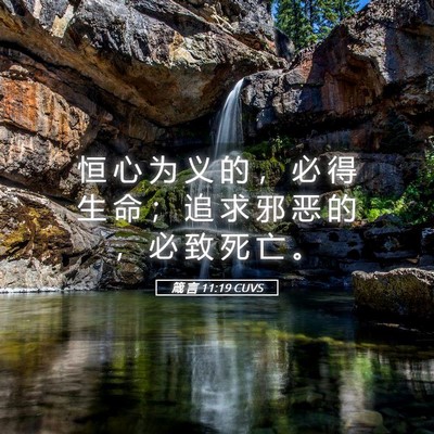 Picture 05 - 箴 言 11:19 CUVS - 恒 心 为 义 的 ， 必 得 生 命 ； 追 - Bible Verse Picture