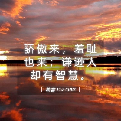 Picture 05 - 箴 言 11:2 CUVS - 骄 傲 来 ， 羞 耻 也 来 ； 谦 逊 人 - Bible Verse Picture
