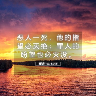 Picture 05 - 箴 言 11:7 CUVS - 恶 人 一 死 ， 他 的 指 望 必 灭 绝 - Bible Verse Picture