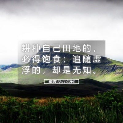 Picture 05 - 箴 言 12:11 CUVS - 耕 种 自 己 田 地 的 ， 必 得 饱 食 - Bible Verse Picture