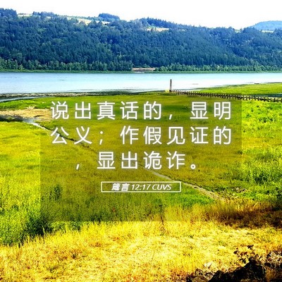 Picture 05 - 箴 言 12:17 CUVS - 说 出 真 话 的 ， 显 明 公 义 ； 作 - Bible Verse Picture