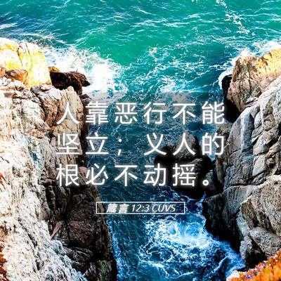 Picture 05 - 箴 言 12:3 CUVS - 人 靠 恶 行 不 能 坚 立 ； 义 人 的 - Bible Verse Picture