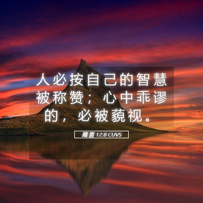 Picture 05 - 箴 言 12:8 CUVS - 人 必 按 自 己 的 智 慧 被 称 赞 ； - Bible Verse Picture