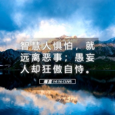 Picture 05 - 箴 言 14:16 CUVS - 智 慧 人 惧 怕 ， 就 远 离 恶 事 ； - Bible Verse Picture