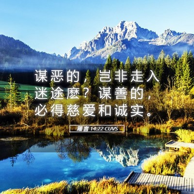 Picture 05 - 箴 言 14:22 CUVS - 谋 恶 的 ， 岂 非 走 入 迷 途 麽 ？ - Bible Verse Picture