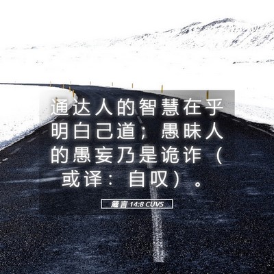 Picture 05 - 箴 言 14:8 CUVS - 通 达 人 的 智 慧 在 乎 明 白 己 道 - Bible Verse Picture