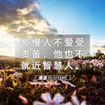 Picture 05 - 箴 言 15:12 CUVS - 亵 慢 人 不 爱 受 责 备 ； 他 也 不 - Bible Verse Picture