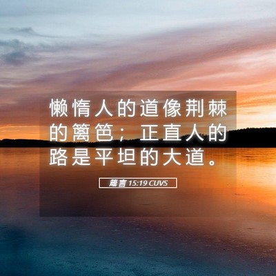 Picture 05 - 箴 言 15:19 CUVS - 懒 惰 人 的 道 像 荆 棘 的 篱 笆 ； - Bible Verse Picture
