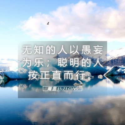 Picture 05 - 箴 言 15:21 CUVS - 无 知 的 人 以 愚 妄 为 乐 ； 聪 明 - Bible Verse Picture