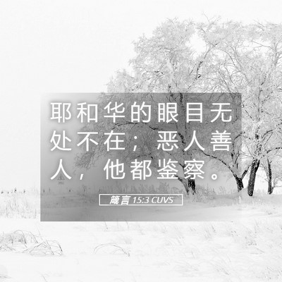 Picture 05 - 箴 言 15:3 CUVS - 耶 和 华 的 眼 目 无 处 不 在 ； 恶 - Bible Verse Picture