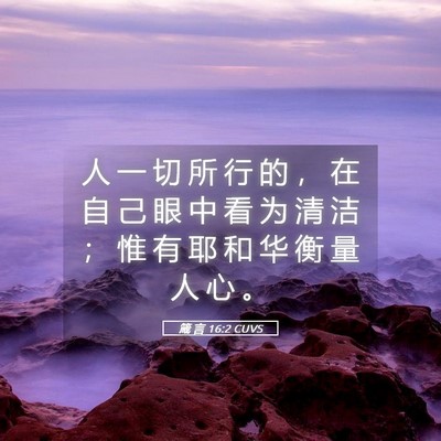 Picture 05 - 箴 言 16:2 CUVS - 人 一 切 所 行 的 ， 在 自 己 眼 中 - Bible Verse Picture