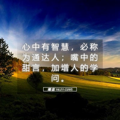 Picture 05 - 箴 言 16:21 CUVS - 心 中 有 智 慧 ， 必 称 为 通 达 人 - Bible Verse Picture